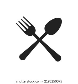 Ladle or Spoon and Fork Logo Icon Vector Illustration. Eating Icon Symbol Element Isolated On White Background