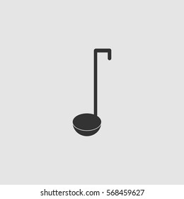 Ladle spoon icon flat. Black pictogram on grey background. Vector illustration symbol