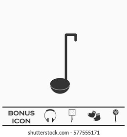 Ladle spoon icon flat. Black pictogram on white background. Vector illustration symbol and bonus button