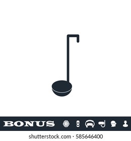 Ladle spoon icon flat. Black pictogram on white background. Vector illustration symbol and bonus button