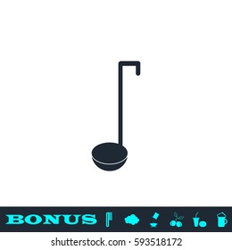 Ladle spoon icon flat. Black pictogram on white background. Vector illustration symbol and bonus button