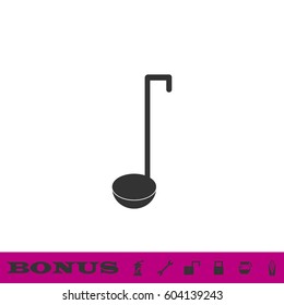 Ladle spoon icon flat. Black pictogram on white background. Vector illustration symbol and bonus button