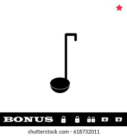 Ladle spoon icon flat. Black pictogram on white background. Vector illustration symbol and bonus button open and closed lock, folder, star