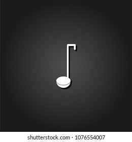 Ladle spoon icon flat. Simple White pictogram on black background with shadow. Vector illustration symbol