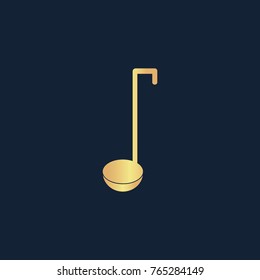 Ladle spoon icon flat. Simple gold pictogram on dark background. Vector illustration symbol