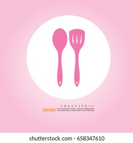 ladle and spoon icon.spoon and fork.vector illustration.