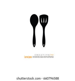 ladle and spoon icon.spoon and fork.vector illustration.