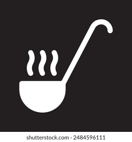 ladle vector icon on black background.