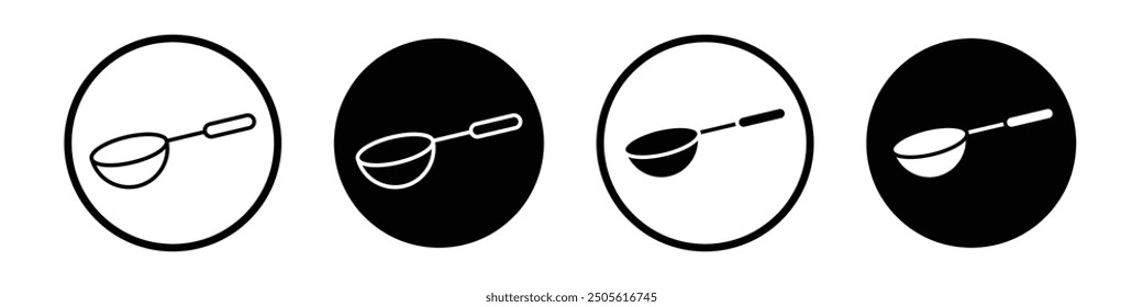 Conjunto de íconos de Vector de cucharón relleno negro y estilo delineado.