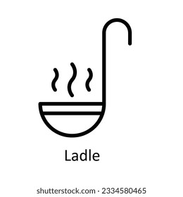 Ladle Vector outline Icon Design illustration. Kitchen and home  Symbol on White background EPS 10 File