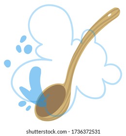Ladle with water for steaming in a bath. Vector illustration.