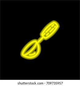 Ladle yellow glowing neon ui ux icon. Glowing sign logo vector