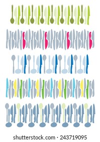 Ladles and knives vector sets