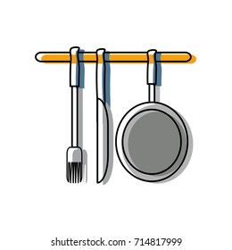 ladles and pan vector illustration