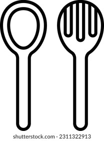 Ladles y difusor diseño de iconos de línea vector, símbolo de panadería y orfebrería, signo de Cuisine Maestro, ilustración de stock de conocedor de comida, concepto de Cuchara Grande y Espatula