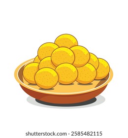 ladoo or boondi ladu Indian sweets Mithai Food Vector