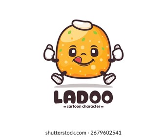 Ladoo mascota de dibujos animados con pulgares para arriba expresión