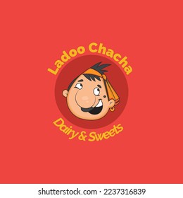 Ladoo chacha dairy and sweets vector logo design.