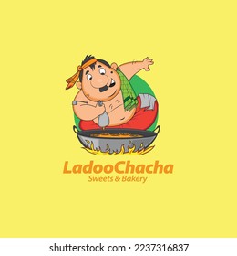 Ladoo chacha sweets and bakery vector logo design.