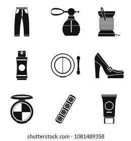 Lady accessories icons set. Simple set of 9 lady accessories vector icons for web isolated on white background