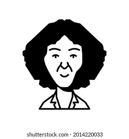 Lady with afro hair. Profile picture human avatar. Close up cartoon character. Face portrait illustration. Young and adult person avatar.