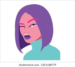 A lady agressively winking eye