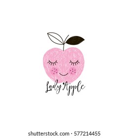 Lady Apple, Doodle Illustration For Kids