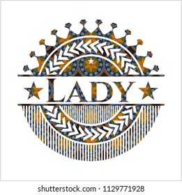 Lady arabesque emblem background. arabic decoration.