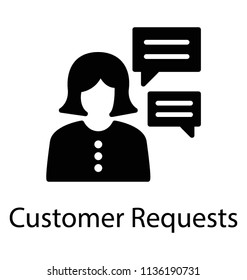 A lady avatar with message bubbles used for customer request icon