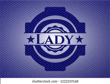 Lady badge with jean texture