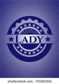 Lady badge with jean texture