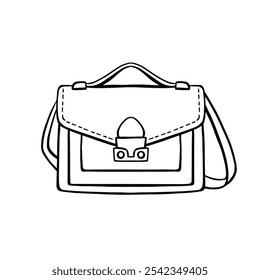 Lady bag, clutch bag line vector