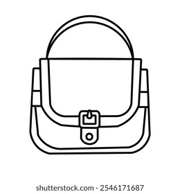 Lady bag line art illustration, women handbag line icon vector, female purse line drawing
