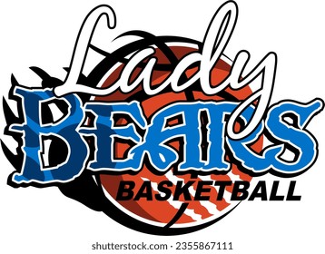 lady bears basketball team design with claw and ball for school, college or league sports