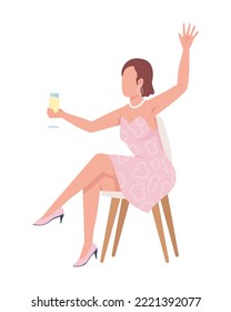 Lady in beautiful dress semi flat color vector character. Editable figure. Full body person on white. Guest having fun simple cartoon style illustration for web graphic design and animation