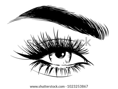 Lady beauty full lashes and brows