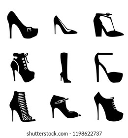 lady beauty shoe icon set vector