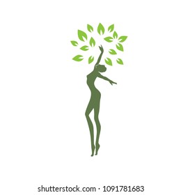 lady become beautiful tree, personal grow, logo