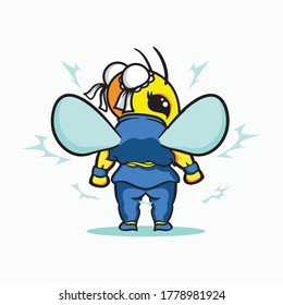 lady bee kungfu mascot ilustration vector