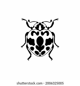 Lady Beetle Logo Symbol. Stencil Design. Tattoo Vector Illustration.