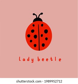 Lady Beetle Symbol. Social Media Post. Animal Vector Illustration.