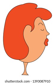 A lady with big lips painted red in color vector color drawing or illustration