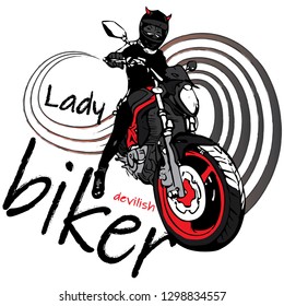 lady biker.vector illustration