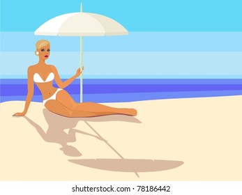 lady in bikini with parasol