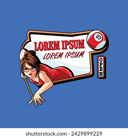 Lady Billiard Logo Labeling Pop