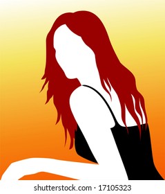  lady with black gown 	