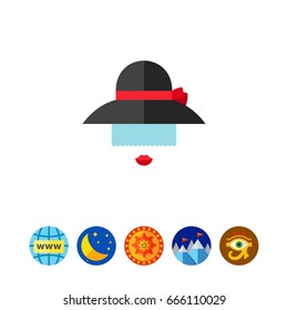 Lady in black hat icon