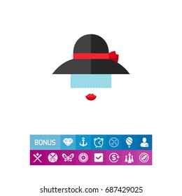 Lady in black hat icon