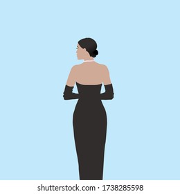 Lady in black vector illustration