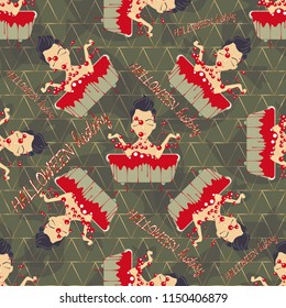 Lady in the blood bath seamless pattern. Design for wrapping paper, paper packaging, textiles, fabric, holiday party invitations, banner, greeting card. Vector illustration.